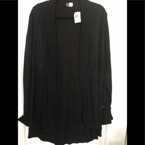 NWT Saks open front black cardigan size xl